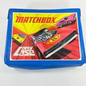 Vintage 1971 Matchbox Carry Case Blue Trays Colorful Graphics DieCast Storage